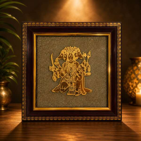 Panchamukhi Hanuman Raw Pyrite Frame